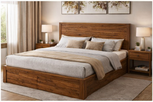 Symphony King Box Storage Bed in Acacia Wood Finish 
