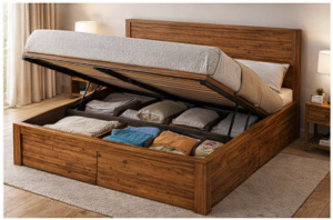 Symphony King Box Storage Bed in Acacia Wood Finish 