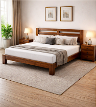 Oriel Bed in Sheesham Wood King Size – Non Storage | Solid Wooden King Bed